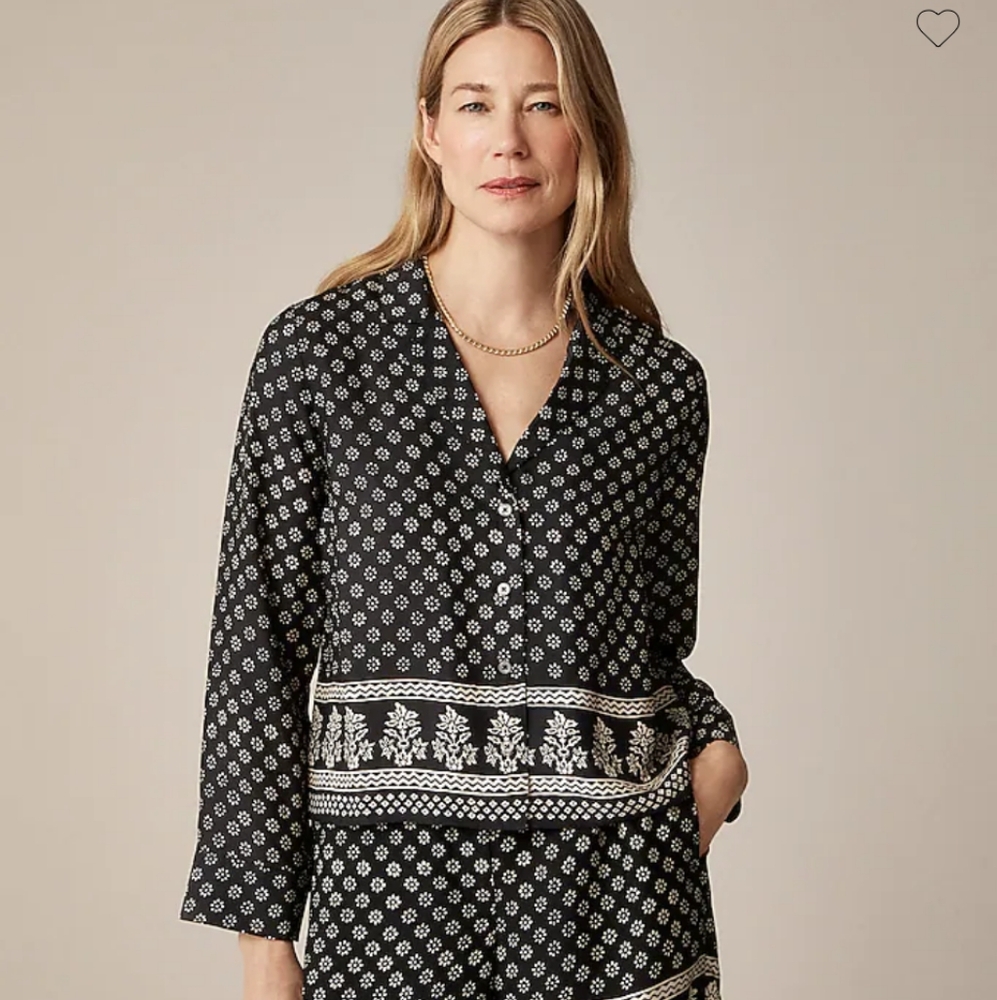 J. Crew Camp Collar Button Up Shirt in Block Print - Picture 2 of 11